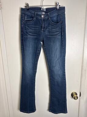 Vintage Y2K Mudd Jeans Size 9 Bootcut Low Rise Medium Dark Wash Denim Flared